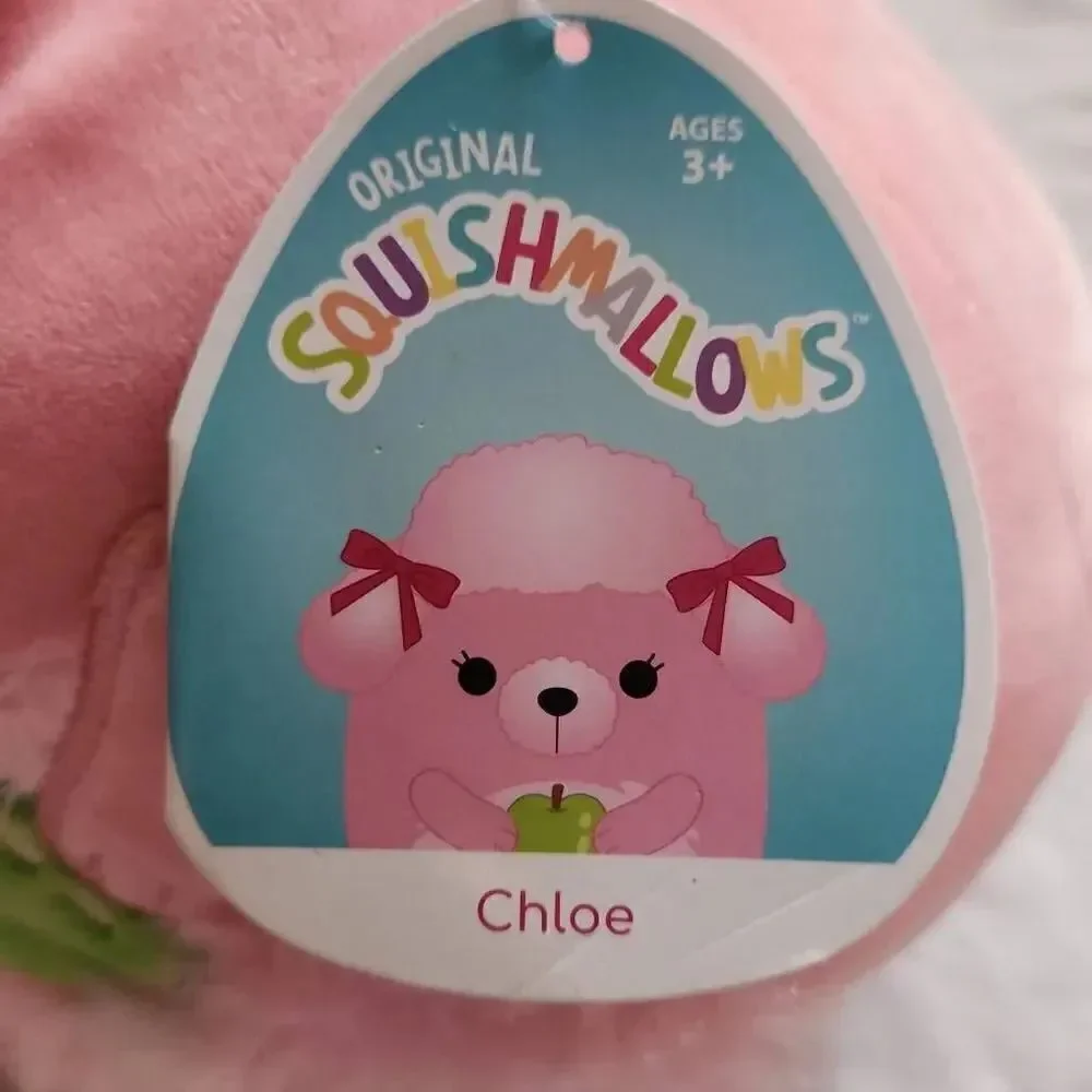 Squishmallow Pink Chloe Poodle Green Apple- 8 inch